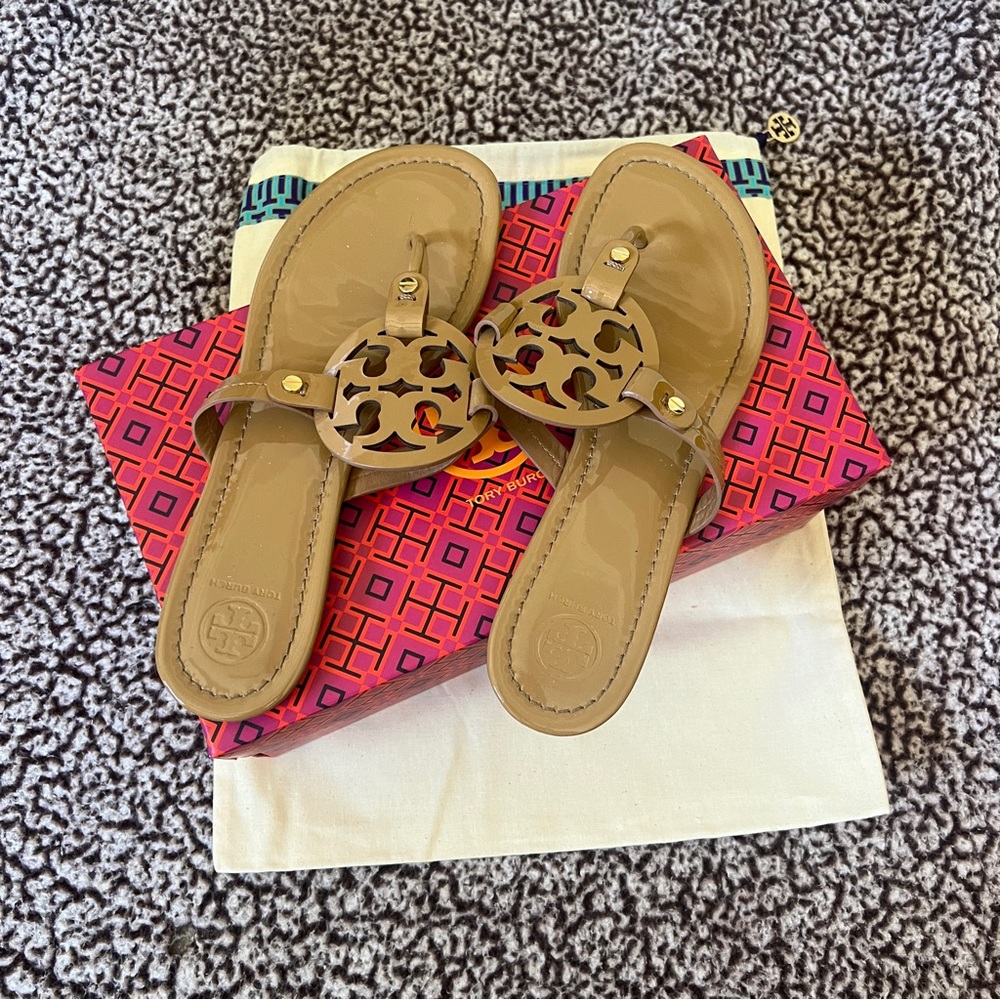 Tan/Sand Tory Burch Patent Leather Sandals